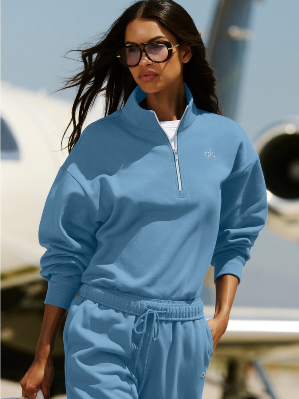 ALO Yoga California Blue Accolade 1/4 Zip Pullover